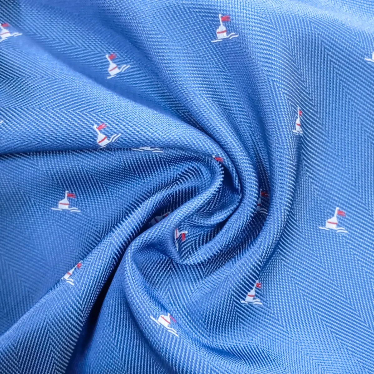 Sky Blue Patterend Silk Pocket Square - Image 2
