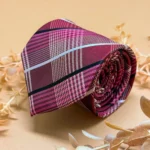 Maroon Vintage Plaid Silk Necktie