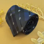 Navy Blue Micro Plaid Silk Necktie