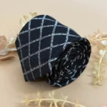 Black and White Diagonal Check Silk Necktie