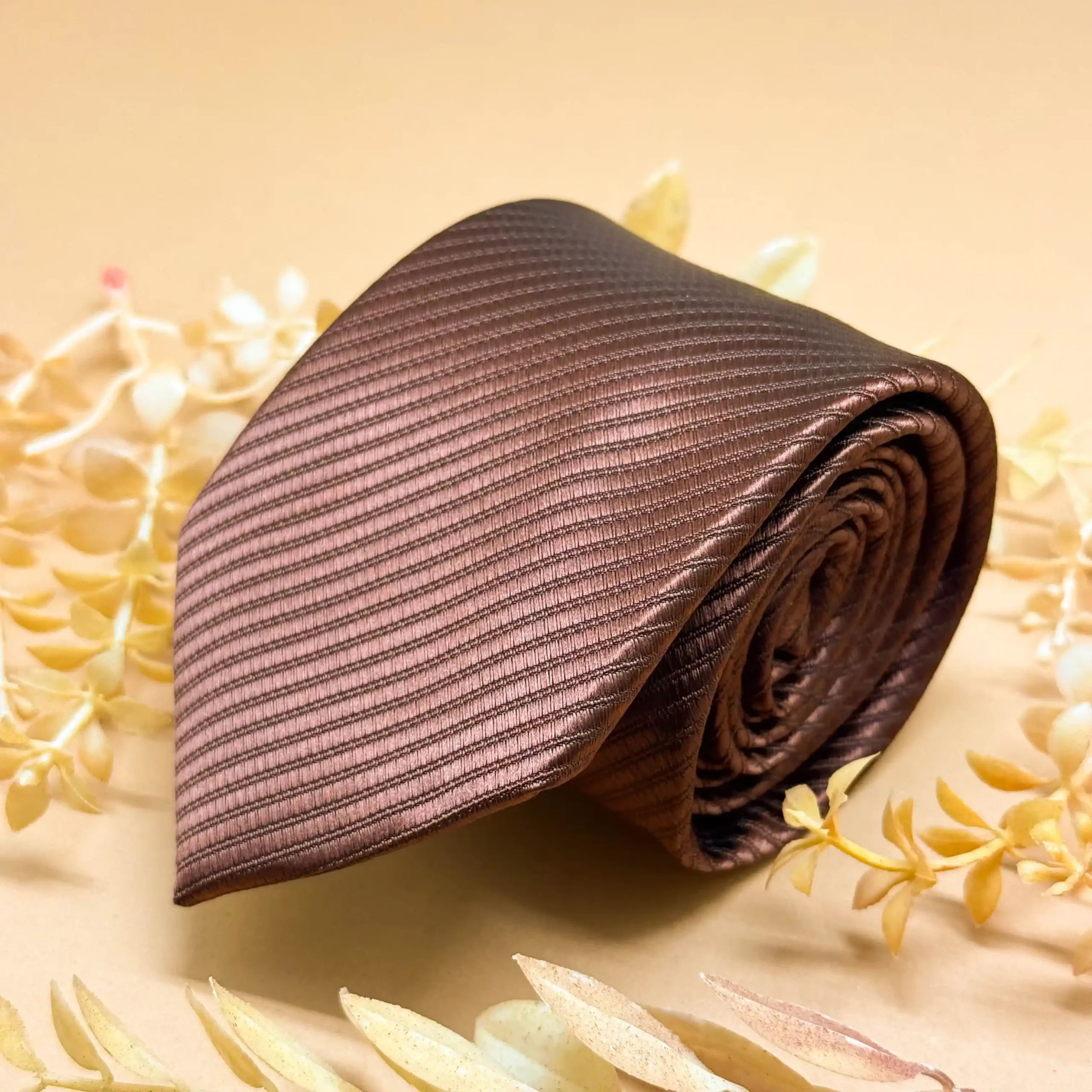 uc Sandstone Brown Luxe Solid Silk Necktie - Image 1