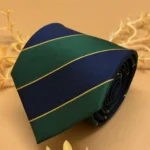 Royal Blue and Emerald Green Stripe Silk Necktie