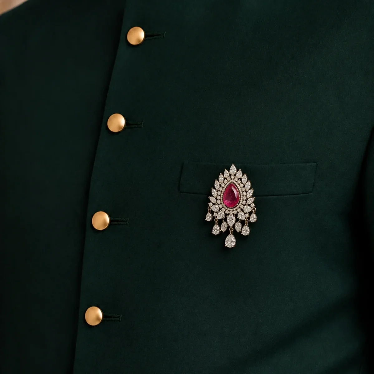 Rani Ruby Cascade Brooch - Image 3