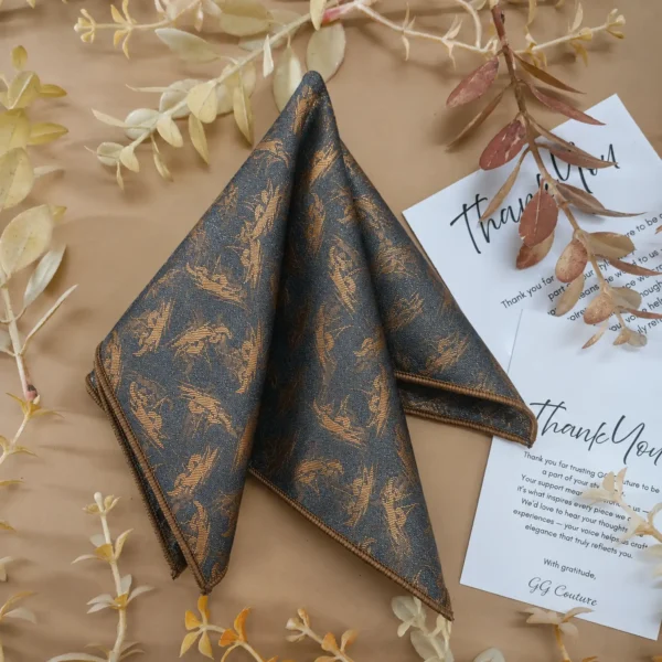 Midnight Copper Abstract Silk Pocket Square