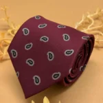 Dusty Rose' Burgundy Paisley Silk Necktie