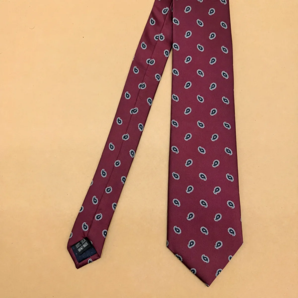 Dusty Rose' Burgundy Paisley Silk Necktie - Image 3
