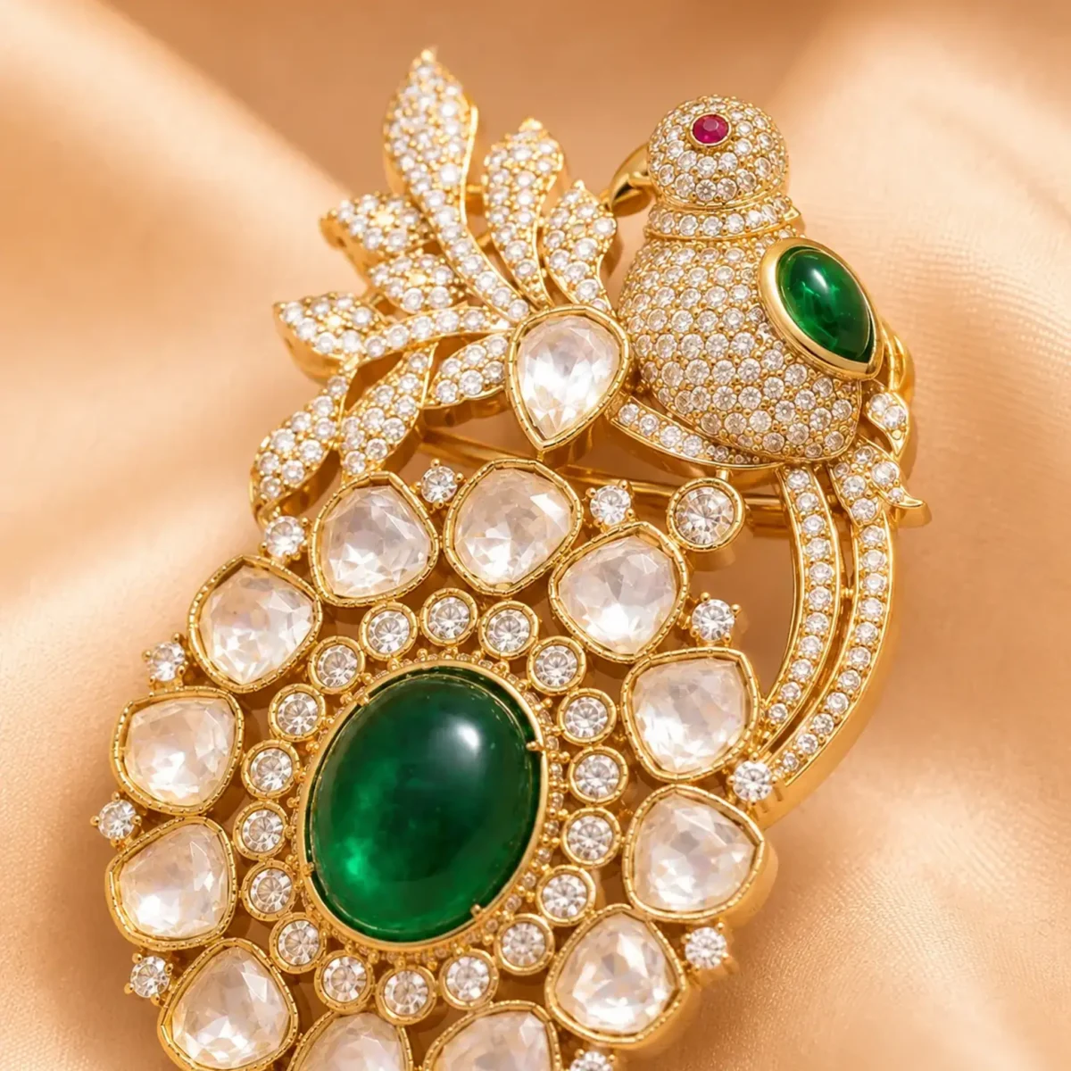 Emerald Mayura Royale Brooch - Image 2