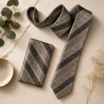 Champagne Heritage Stripe Silk Tie & Pocket Square Set