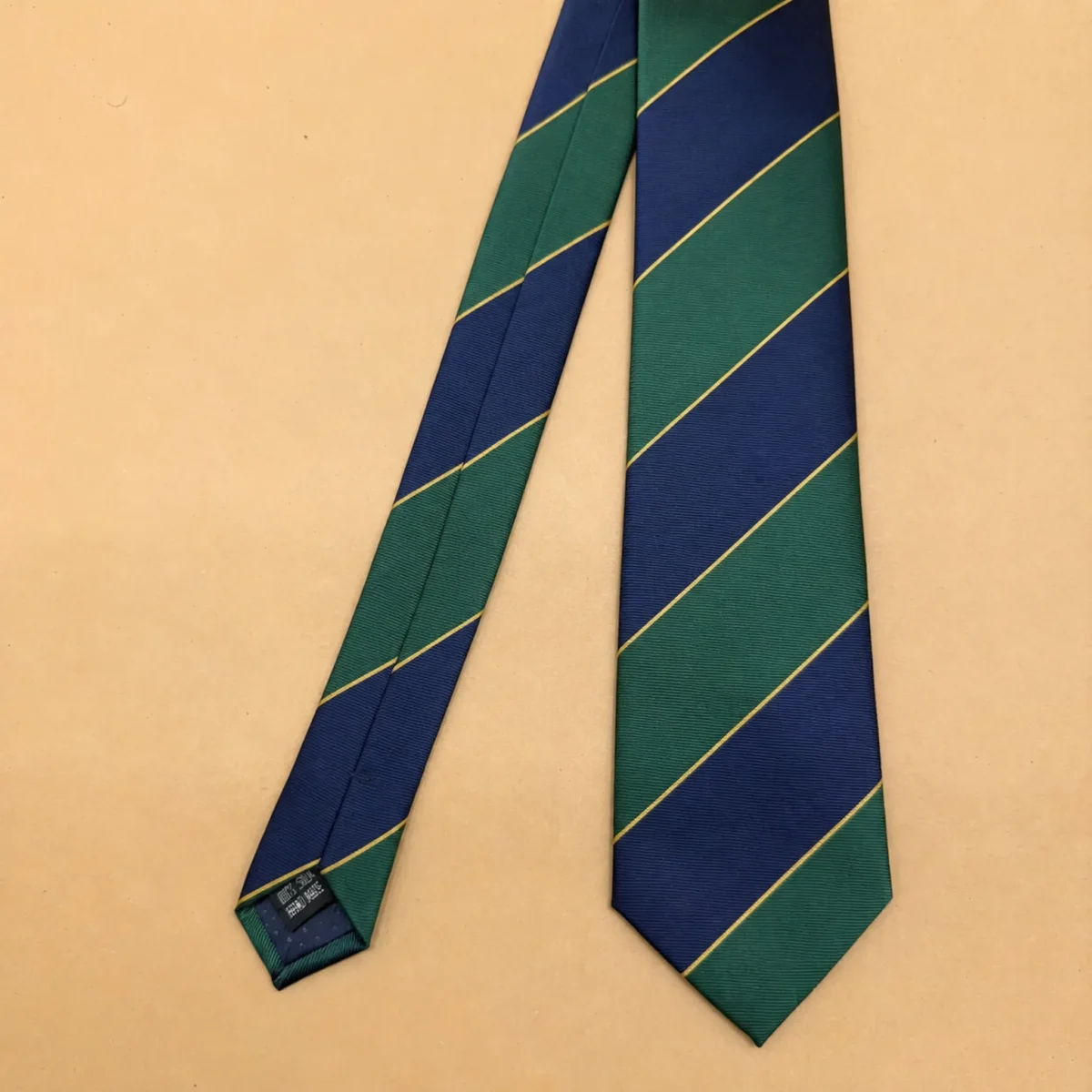 Royal Blue and Emerald Green Stripe Silk Necktie - Image 3