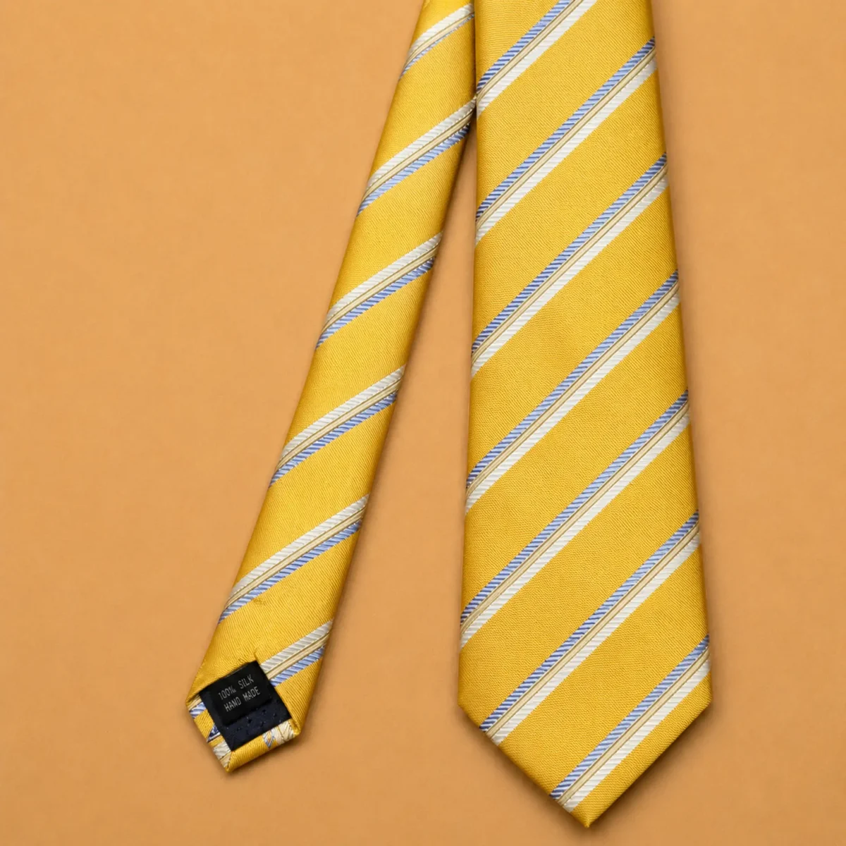 Golden Yellow Stripe Silk Necktie - Image 3