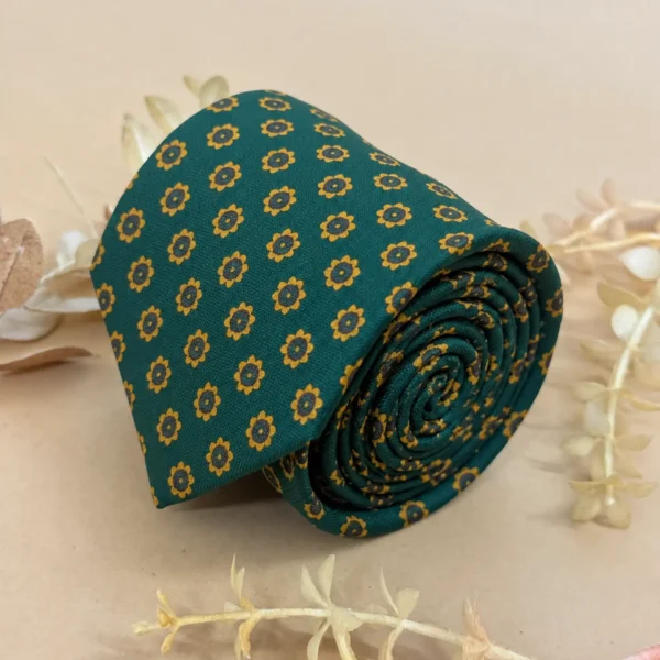 Emerald Green Floral Silk Necktie