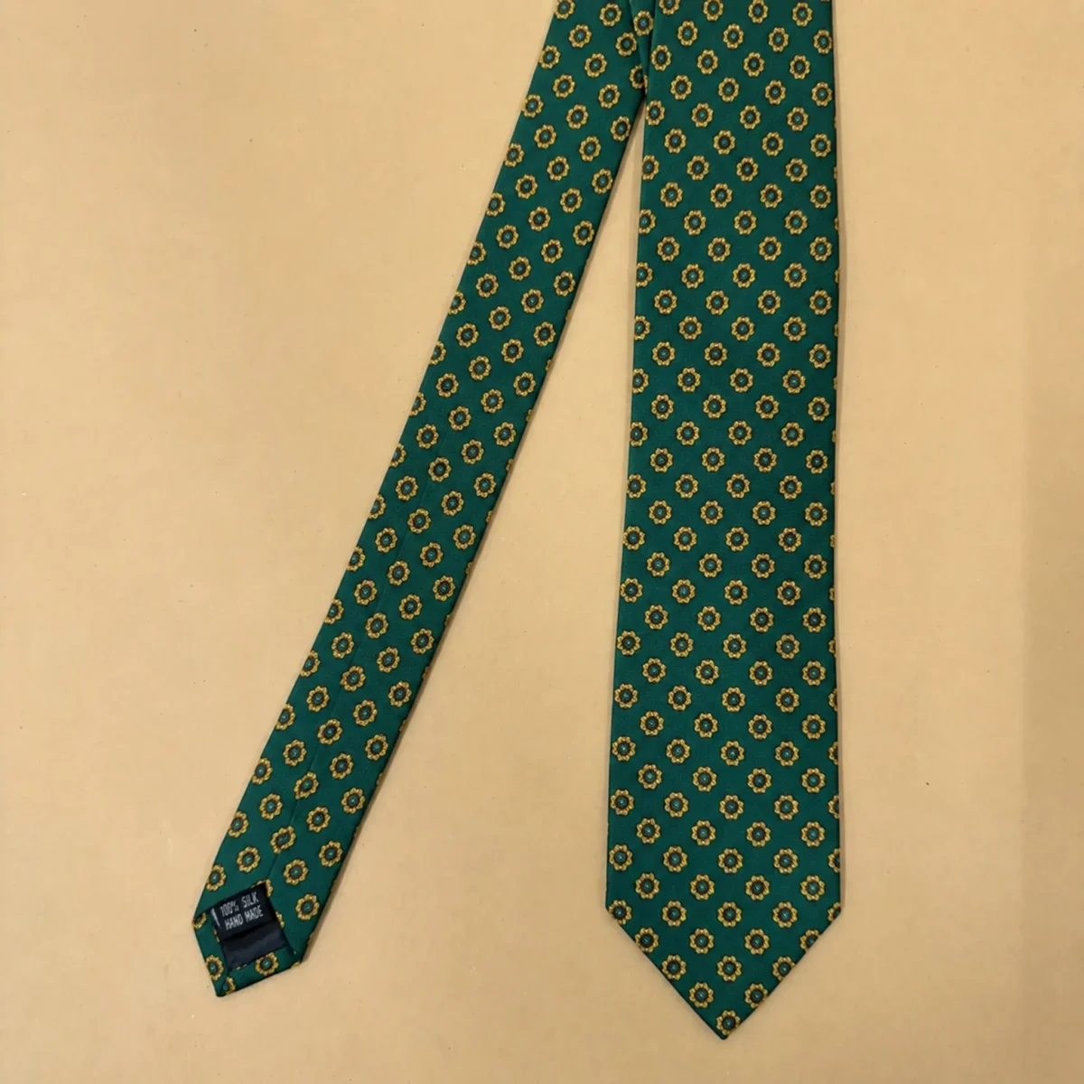 Emerald Green Floral Silk Necktie - Image 3