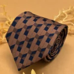 Dusty Rose and Navy Geometric Silk Necktie