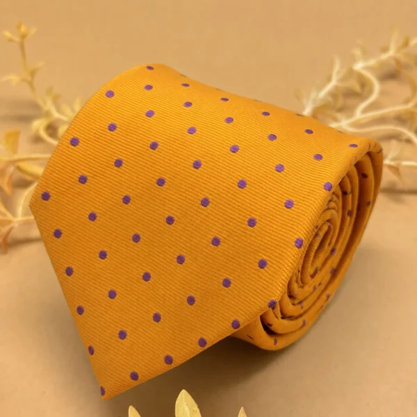 Golden Mustard Polka Dot Silk Necktie