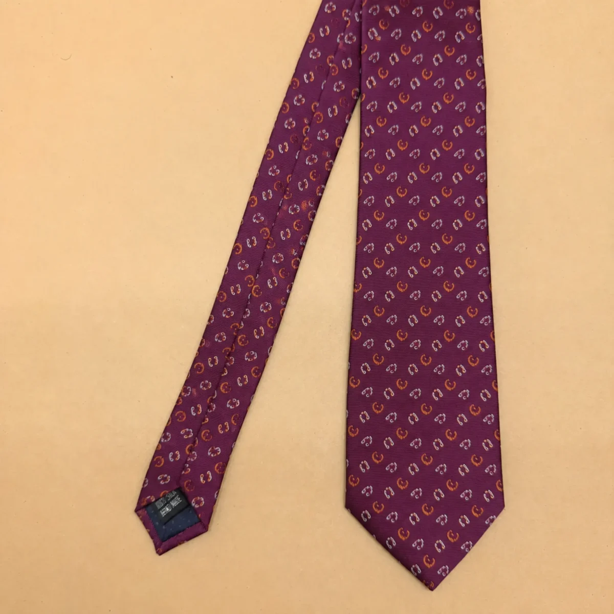 Royal Purple Floral Motif Silk Necktie - Image 3