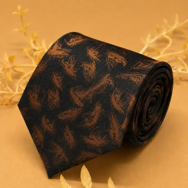 Midnight Copper Abstract Silk Necktie