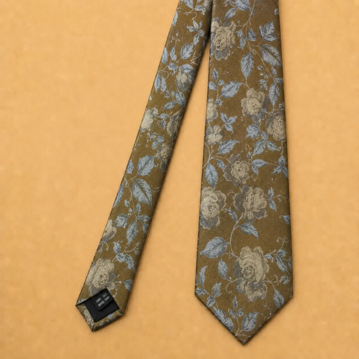 Dusty Gold Floral Silk Necktie - Image 3