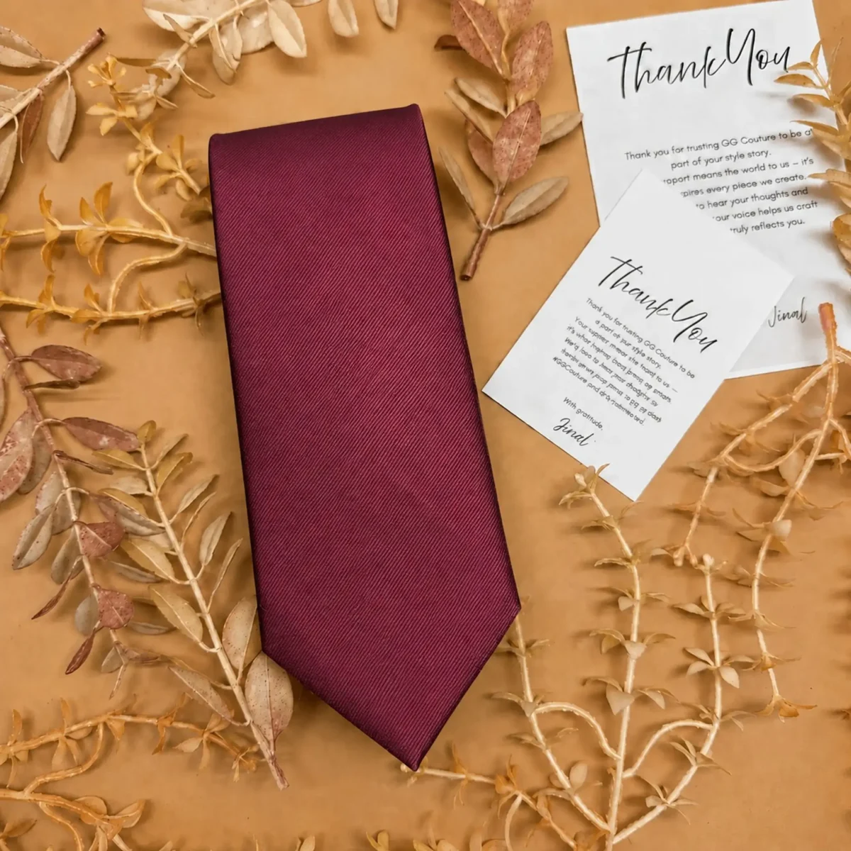 Deep Crimson Red Solid Silk Necktie - Image 2