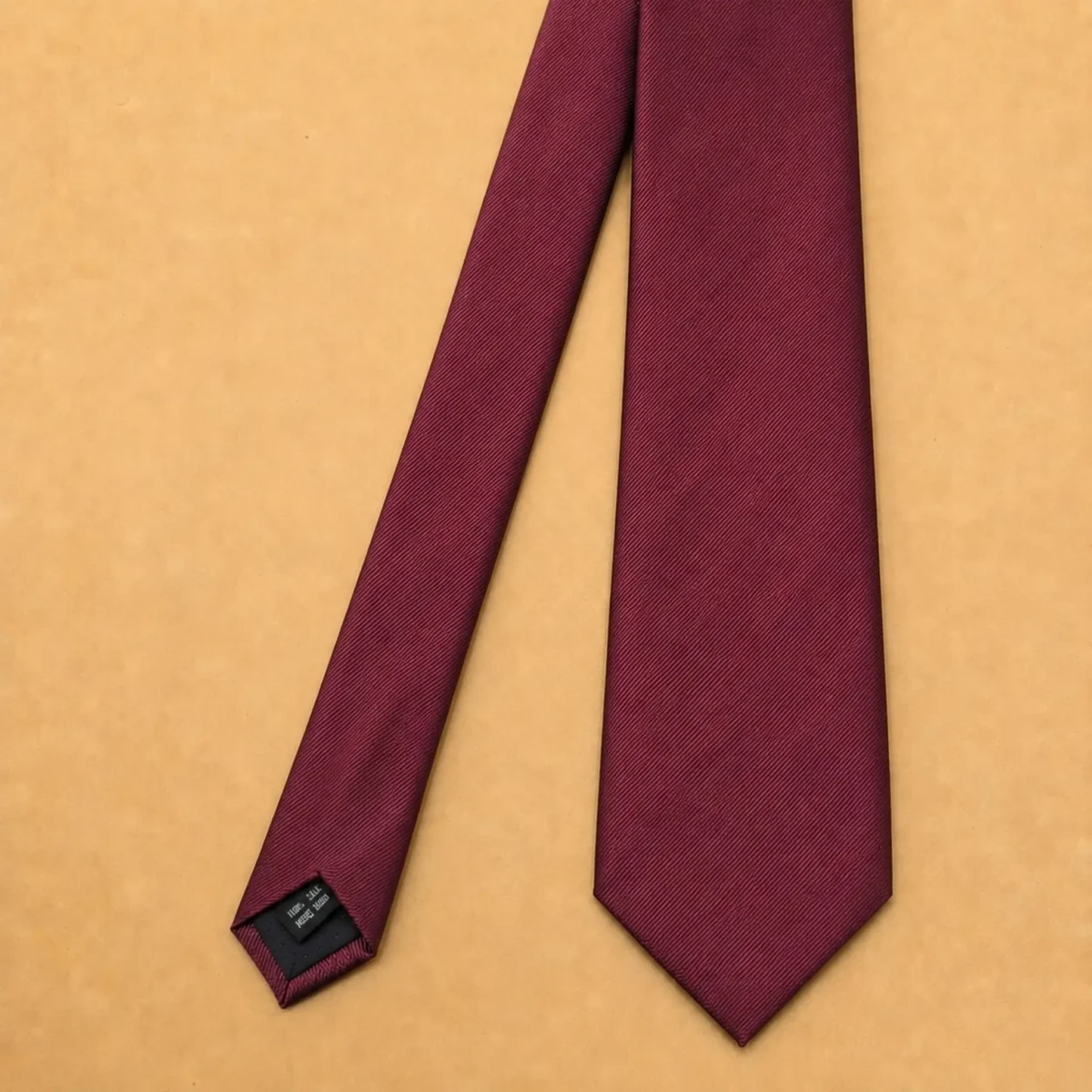 Deep Crimson Red Solid Silk Necktie - Image 3