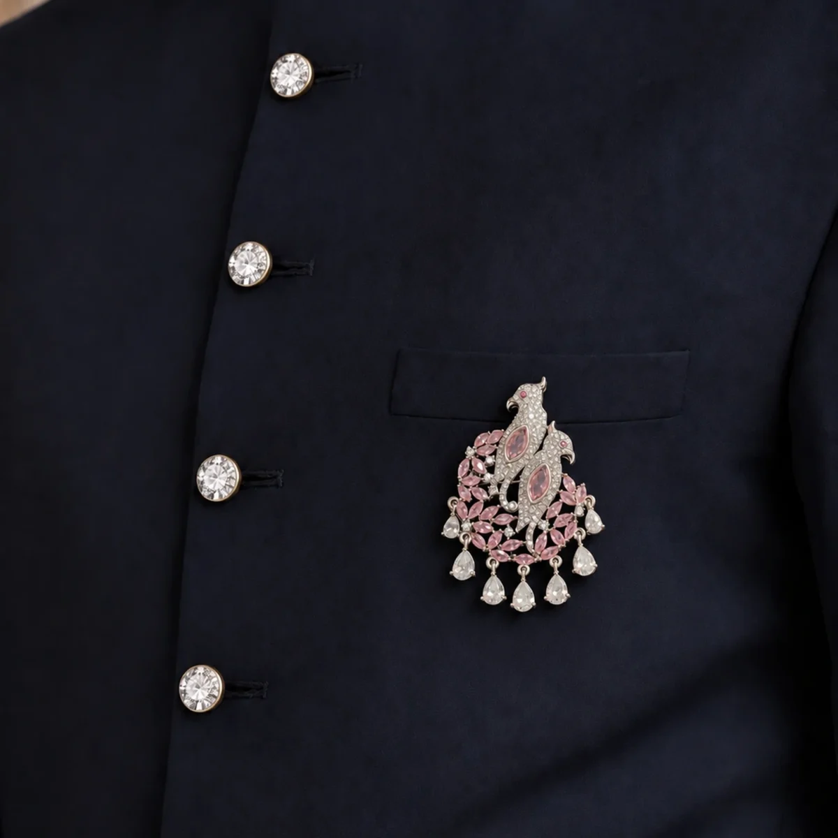 Gulabi Mayura Bloom Brooch - Image 3