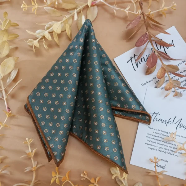 Emerald Gold Medallion Silk Pocket Square